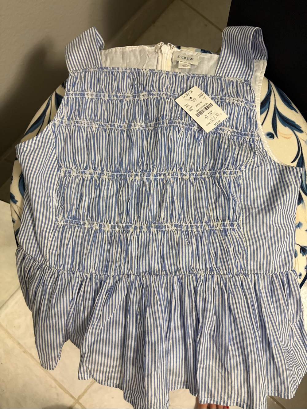 J. Crew Blue and White Striped Smocked Sundress for Girls